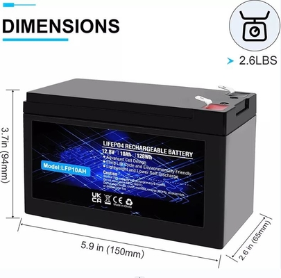 12.8V 10Ah Lithium Phosphate Battery Built In LiFePO4 Rechargeable Battery