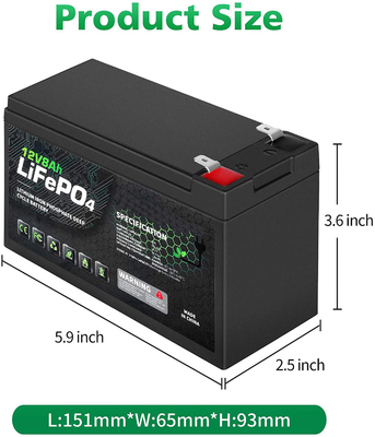 8AH 12 Volt Rechargeable Lithium Ion Battery Deep Cycle NCM BMS