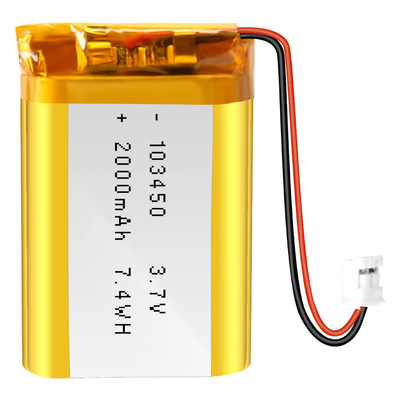 NCM Rechargeable Li Ion Battery 3.7v 2000mah / Lithium Ion Battery Connector JST