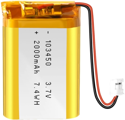 NCM Rechargeable Li Ion Battery 3.7v 2000mah / Lithium Ion Battery Connector JST